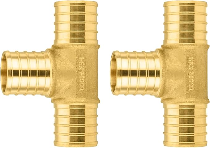 2-Pack PEX Fittings Niikappu 1"x1"x1" Pex Tee, Brass Crimp Pipe Fittings for PEX Pipes, ASTM F1807
