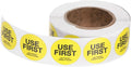 PATIKIL 500 Pcs USE First Stickers, 1 inch Round Use First Stickers Food Service Circle Inventory Control Adhesive Labels for Food Service Kitchen Restaurants Retail Storage Date, Yellow