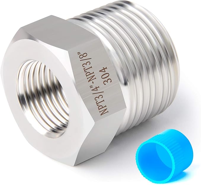 TAISHER 5PCS Forging of 304 Stainless Steel Reducer Hex Bushing, 3/4" Male NPT to 3/8" Female NPT, Reducing Forging Pipe Adapter Fitting