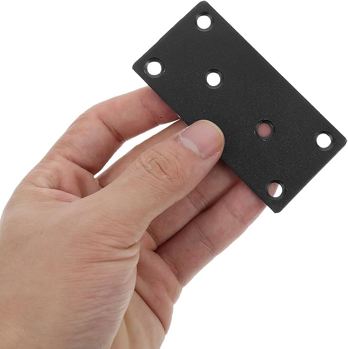 6 Sets Heavy Duty Black Metal Mending Plates with Screws Straight Flat Brackets for Wood Furniture Repair Stainless Steel Reinforcement Plates for Reliable Fixing and Post Fixing