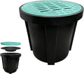 Catch Basin for Drainage with Fiber Glass Grate-25x25x24 in. Round Drainage Basin with Debris Basket,A15 French Drain Basin Without Reserved Hole for Yard,Downspout,Lawn,Municipal Pipeline
