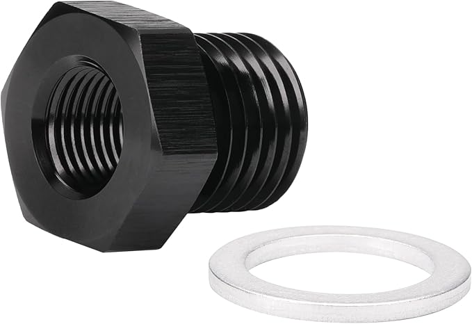 M14x1.5 Male Metric to 1/8 NPT Female Oil Pressure Sensor Adapter Fitting Reducing Bushing Aluminum Black