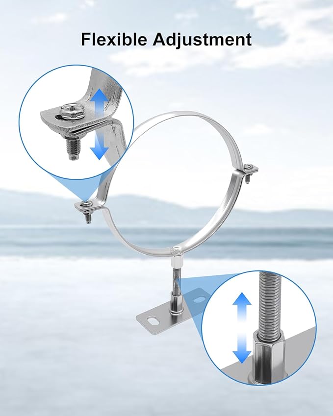 2 Pcs 6 Inch Adjustable Pipe Bracket, Split Ring Pipe Hanger, Heavy Duty B Vent Wall Strap Round Gas Vent Strap, Chimney Support Mount with Mounting Screws Anti-Slip Pads