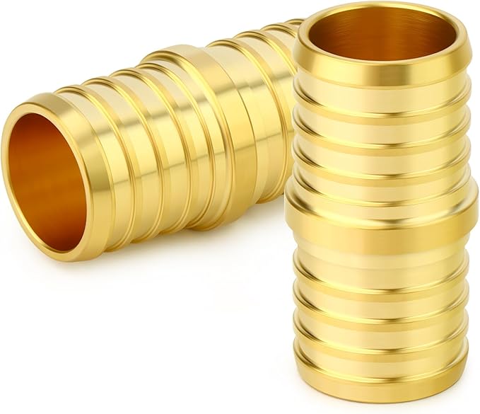 GASHER 2Pcs No Lead Brass 1" Pex Coupling, 1 Inch Pex Fittings for Pex Tubing