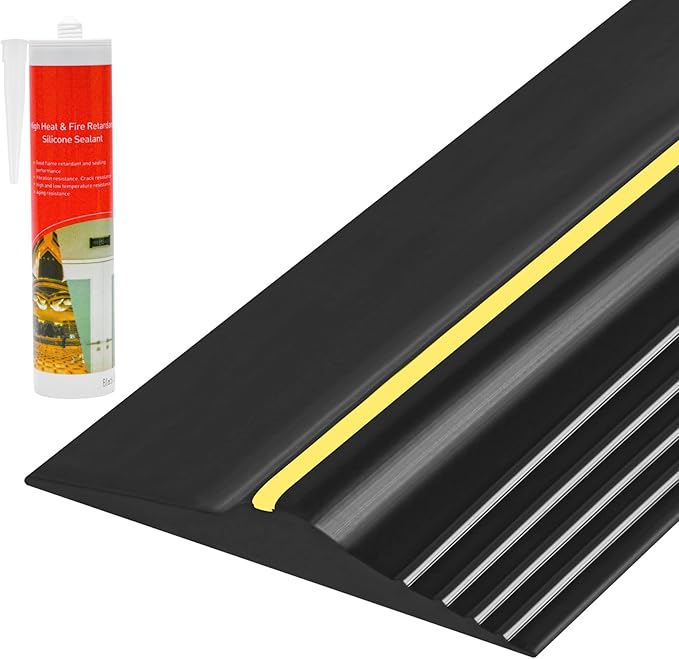10Ft Universal Garage Door Bottom Threshold Seal Strip with 10oz Building Sealant, Weatherproof Rubber DIY Weather Stripping Replacement - Black