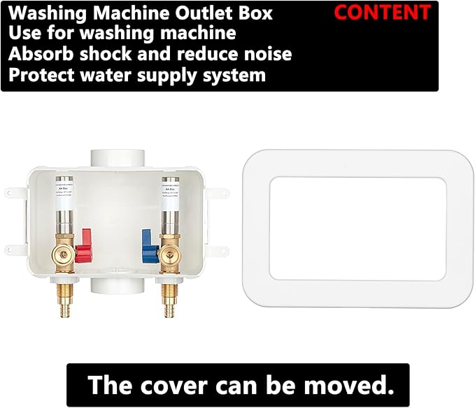 (1 Pack) Lidertik Washing Machine Outlet Box PEX-B with Hammer Arrestors and Center Drain, Inlet 1/2 inch PEX-B 1807 Crimp Barb x Outlet 3/4 inch Male Thread, Absorb Shock And Reduce Noise XYJH-621-LK