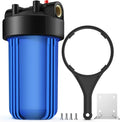 SimPure Whole House Water Filter Housing (DB10P), 10" x 4.5" Sediment Carbon Filter Universal Housing, Pre-Filtration System for Well and City Water, 1" NPT Port, Pressure Release
