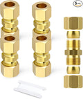 GASHER 5PCS Brass Compression Tube Pipe Fitting Connector, 5/8" Tube OD x 5/8" Tube OD Connector