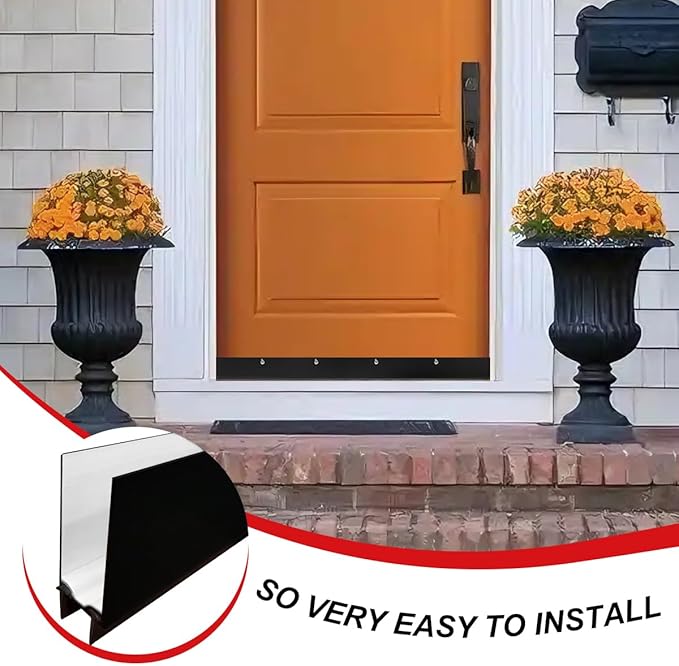 1" x 36" White Aluminum Storm Door Sweep Replacement Weatherproof Bottom Seal for Security Doors (2, Black)