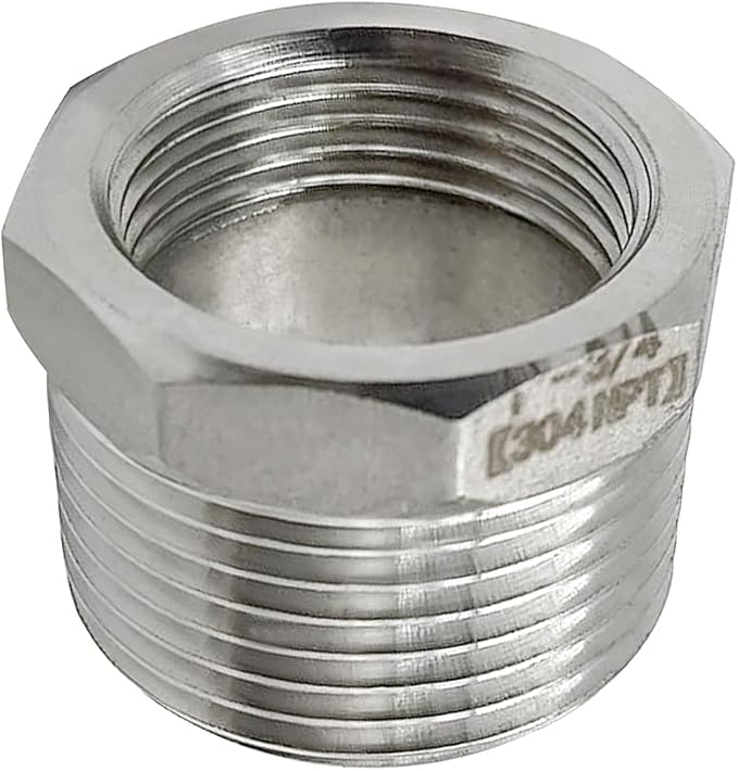 Beduan Stainless Steel Reducer Hex Bushing, 1" Male NPT to 3/4" Female NPT, Reducing Cast Pipe Adapter Fitting(Pack of 3)