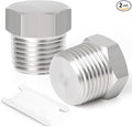 TAISHER 2PCS Stainless Steel Outer Hex Thread Socket Pipe Plug Fitting 1/2" NPT Male