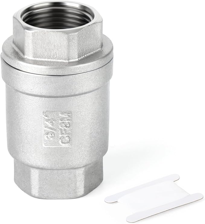 TAISHER 1PCS 304 Stainless Steel 3/4" Female Vertical Check Valve，Backflow Prevention, One Way Spring Check Valves CF8 WOG 1000