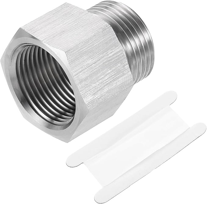 uxcell Pipe Fitting Reducing Adapter, G3/4" Male x G3/4" Female 304 Stainless Steel Reducer Connector for Water Oil Air Pressure Gauge, Silver