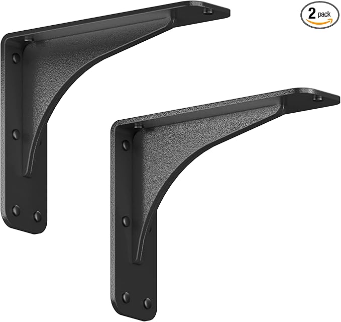 Starby Gladiator Series Solid Heavy Duty Welded 500 Lb Low Profile Granite Countertop Support Shelf Brackets Floating Shelf Discrete Slim 500 LB Capacity (2 Pack) (7" x 9" x 2.5")