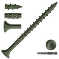 #9 x 2-1/2" Deck Screws (81Pcs) 1lb. Carbon Steel, Green, Flat Head, Rust Resistant epoxy Coated, with T25 Star Bit