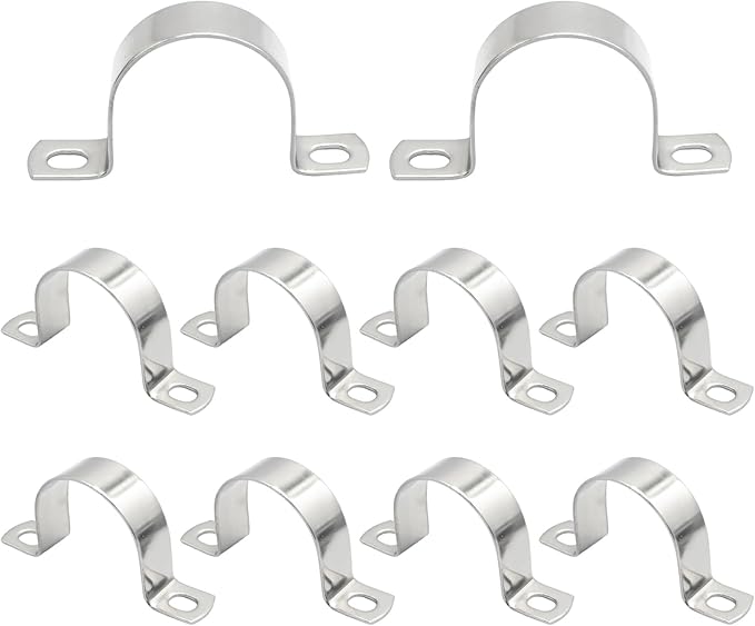 10Pcs 2 inch Heavy Duty U-Tube Strap Clamp, 304 Stainless Steel U-Shaped Bracket Pipe Strap Clamp Hanger for Hose Clamp Pipe Clamp (50mm)