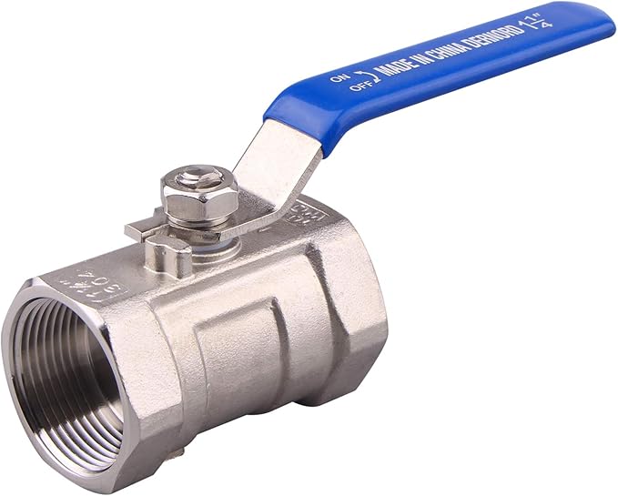 DERNORD Stainless Steel Ball Valve 1PC Type NPT Standard Port for Water, Oil, and Gas (1.25 Inch Ball Valve)