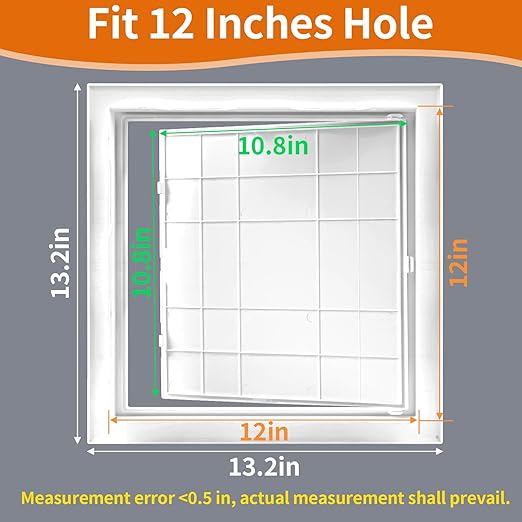 BEVTEE Access Panel for Drywall, 12x12 inch, Wall Access Panel, Plumbing Wall Access Doors for Drywall, Ceiling, Wiring, Cables, Reinforced Hinged, White