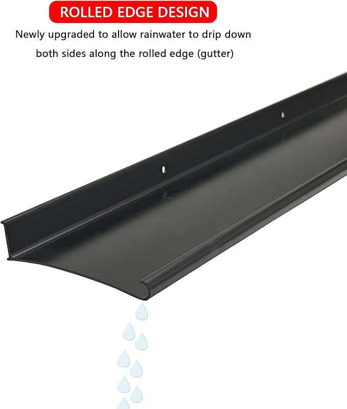 Extra Wide 5.12" W Door rain drip Guard Overhead,43.3" L Aluminum drip Cap for Exterior Doors Window Top,rain drip Edge Flashing,Water Deflector,rain Diverter,Anodized Black 2PCS