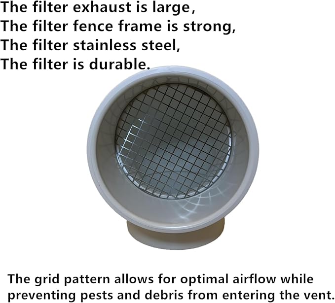 PVC Vent Cap 1 pcs 90-Degree for 4" Schedule 40,PVC Termination Cap,Vent Cover Screen,Round Furnace PVC Pipe Stainless Steel Roof Vent Cap,Installation not Required That PVC Elbow,or Coupling