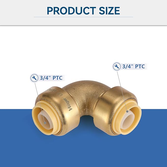 3/4" 90-Degree Pushfit Elbow,50 Pack Push-fit Elbows with 1 Pack Disconnect Clip, Push-to-Connect Plumbing Fittings for PEX, Copper, CPVC