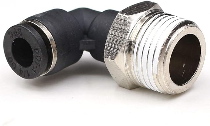 CEKER 3/8 Elbow Male Airlines Push Fittings 90 Degree Push to Connect Fittings Air Fittings, PL 1/4" Tubing Od x 3/8" Npt Thread Pneumatic Push In Connectors Quick Connect Tube Fittings 10Packs