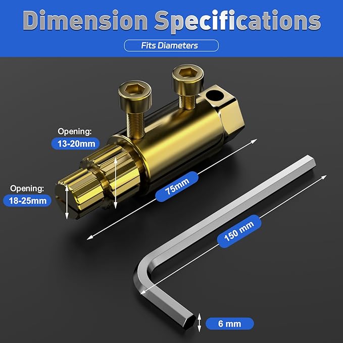 Broken Pipe Extractor Tool Set 1/2"-1" Gold, Faucet & Valve Removal Kit, Rusted Bolt Extractor, Stripped Screw Remover