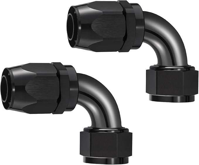 EVIL ENERGY 16AN Hose End Fitting 90 Degree Swivel for CPE Braided Hose Black 2PCS