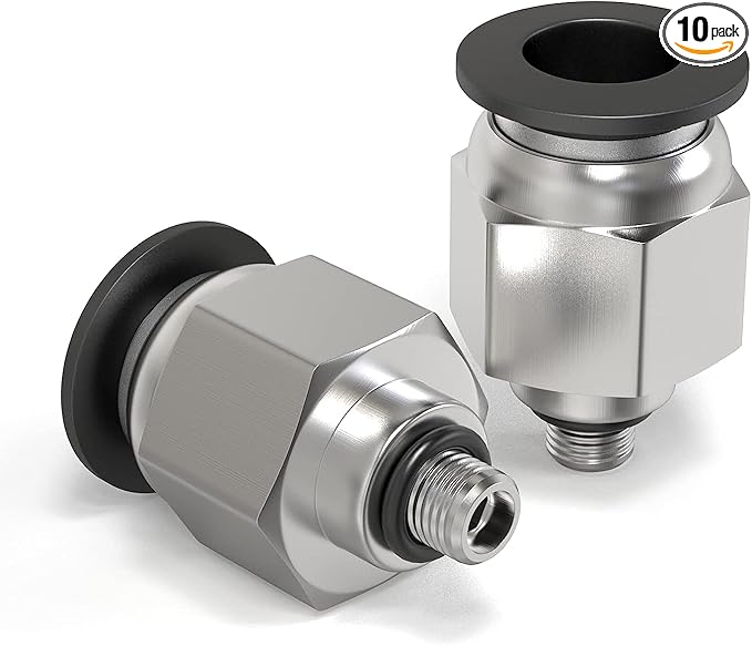 TAILONZ PNEUMATIC Male Straight 5/32 Inch Tube OD x 10-32 Inch UNF Thread Push to Connect Fittings PC-5/32-U10 (Pack of 10)