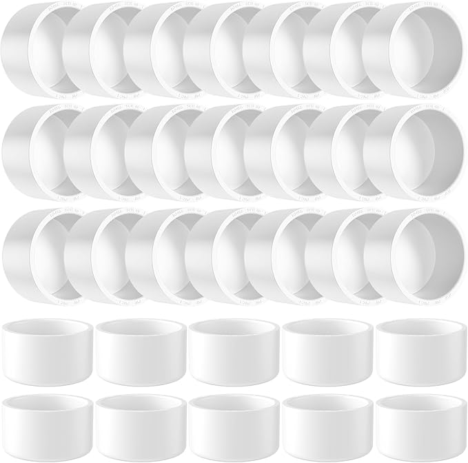 1" PVC Pipe End Cap Fitting, 30PCS SCH40 Furniture Grade PVC Pipe Cap Plug Adapter, White Pipe Slip End Caps Sockets for Built Furniture DIY Garden Shelf