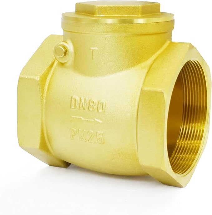 3"NPT Horizontal Brass Check Valve - Prevents Water Backflow, Suitable for Sewage Pumps & Air Compressors (DN80)
