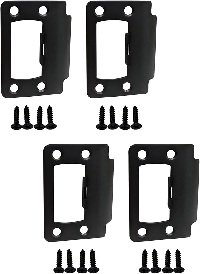 QCAA Solid Brass Universal Type Restorer Lock Strike Plate, 2-1/4" x 1-3/4", ORB Oil Rubbed Bronze, 4 Pack, MIT