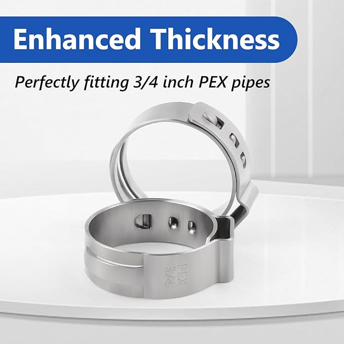 3/4 inch Pex Clamps 40pcs Pex Crimp Rings Single Ear Hose Clamps Stainless Steel Pex Fittings Cinch Clamp Ring for PEX Pipe Tubing