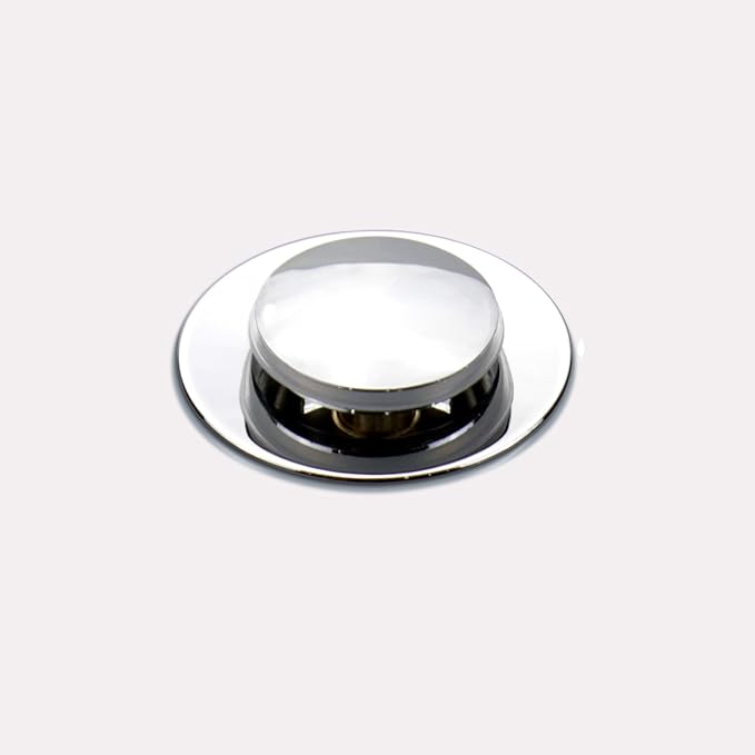 Polished Chrome Pop Up Sink Drain without Overflow, Bathroom Faucet Vessel Vanity Sink Drain Stopper