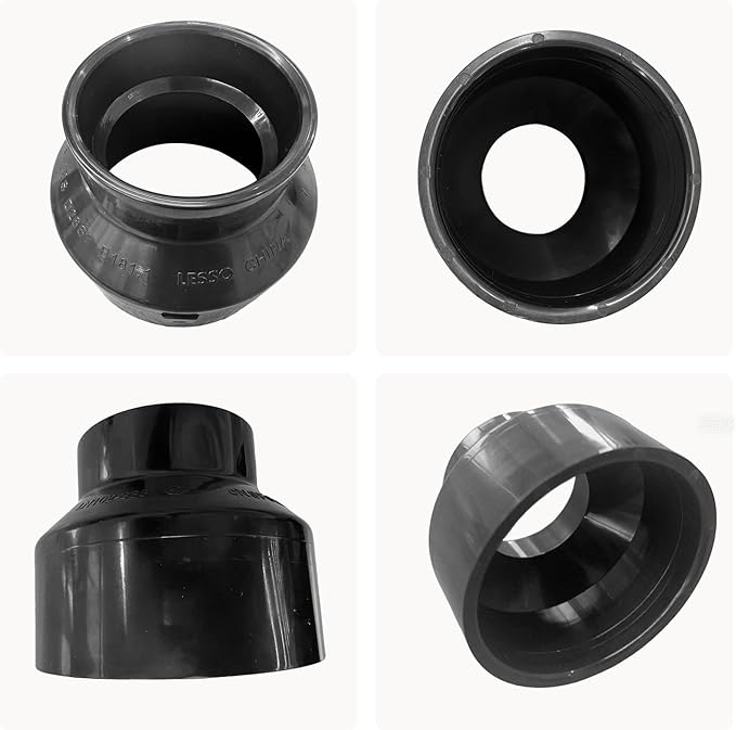 Lesso 4'' to 3'' Pipe Increaser Reducer Coupling, 4-Inch X 3-Inch for Hub X Hub use with 4 Inch & 3 Inch Sewer and Drain Pipe, Black
