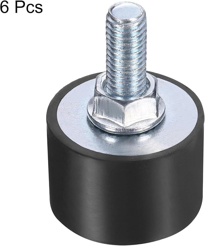 uxcell 6pcs M8x23mm Rubber Isolator Mounts with Studs 30x20mm Male Female Vibration Shock Absorber Zinc Plated Cylindrical Thread Mounts Anti Vibration Isolators with 6pcs M8 Lock Nuts