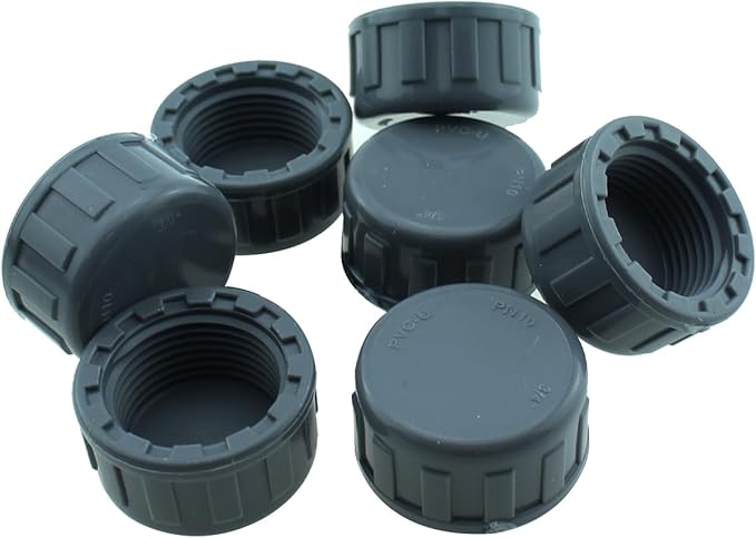 12-Piece 3/4 Inch PVC Inner Teeth Pipe Plugs - PVC Threaded Water End Cap Connectors for Irrigation Systems and Water Supply Lines