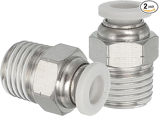 MECCANIXITY 2 Pcs NPT Push to Connect Air Fittings, Male Straight 1/4" Tube OD x 1/4" NPT Thread Air Quick Connector Coupling Adapter for Gas Hose Pneumatic Tools, White