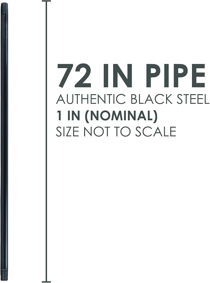 PIPE DECOR 1" x 72" Black Steel Plumbing Pipe, 4-Pack, Pre Cut Connector, Industrial Steel Grey Fits Standard One Inch Threaded Black Pipes Nipples and Fittings, Build Vintage DIY Furniture
