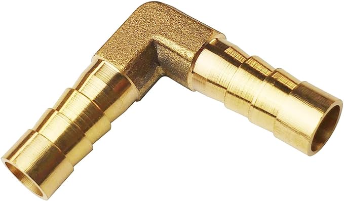 2PCs 5/16" Brass Hose Barb Fitting 90 Degree Elbow Barbed Splicer Mender Union Fitting with 4PCs Hose Clamp for Oil Water Air