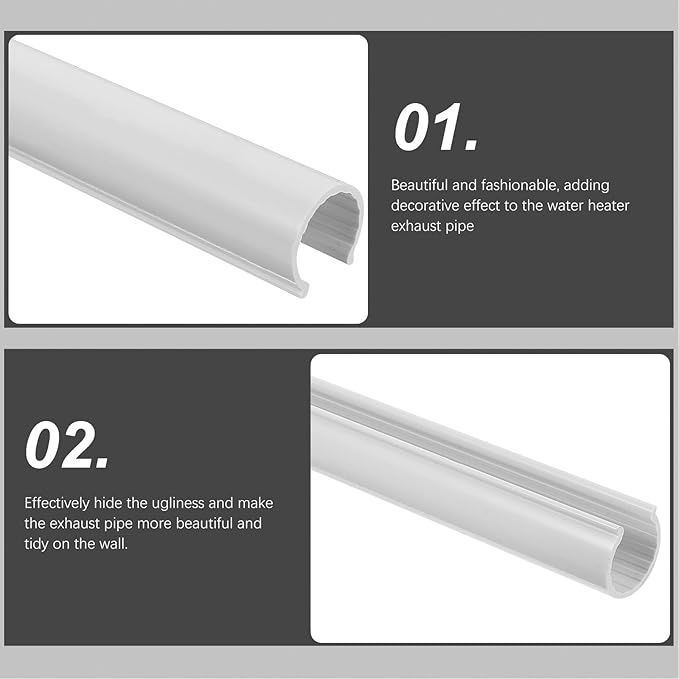 Housoutil Radiator Pipe Cover Replacement 6Pcs with 2Pcs Decorative Collars Thermal Insulation Exhaust Pipe Sleeve for Bathroom Wall Protection 7.87X0.59 Inches White