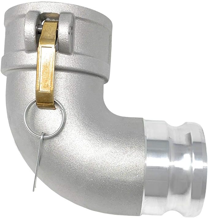Gloxco Aluminum Type DA Cam and Groove Hose Fitting, 90 Degree Elbow, 3" Female Camlock x 3" Male Camlock (CAM-30-DA90-AL)