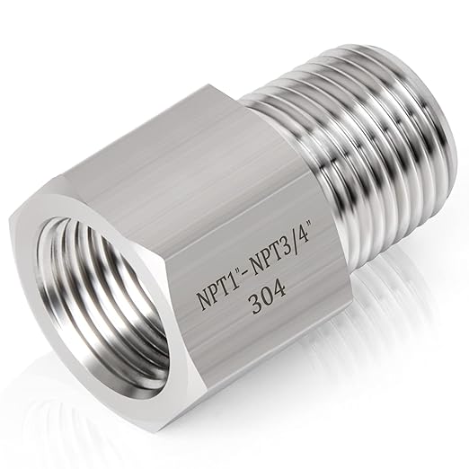 TAISHER 2PCS Forging of 304 Stainless Steel Pipe Fitting, Reducer Adapter, 3/4-Inch Male Pipe x 1-Inch Female Pipe