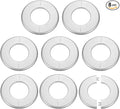 HARFINGTON 8pcs Wall Split Flange 64mm/2.5" Self-Adhesive Plumbing Cover Plates ABS Plastic Round Escutcheon Plate Buckle Design for Water Pipe Bathroom Kitchen Decoration, Silver Tone