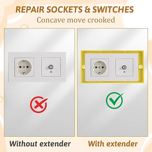 3Pcs 1/4" Electrical Box Extenders Single Gang Outlet Box Extenders for Outlets Receptacle Boxes Extension for Electrical Boxes Outlet Light Switches (Yellow)