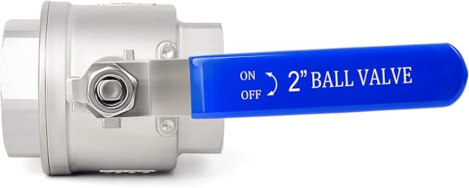TAISHER 1 PCS 2 Inch FNPT Heavy Duty Full Porat Ball Valve 304 Stainless Steel with Blue Handles