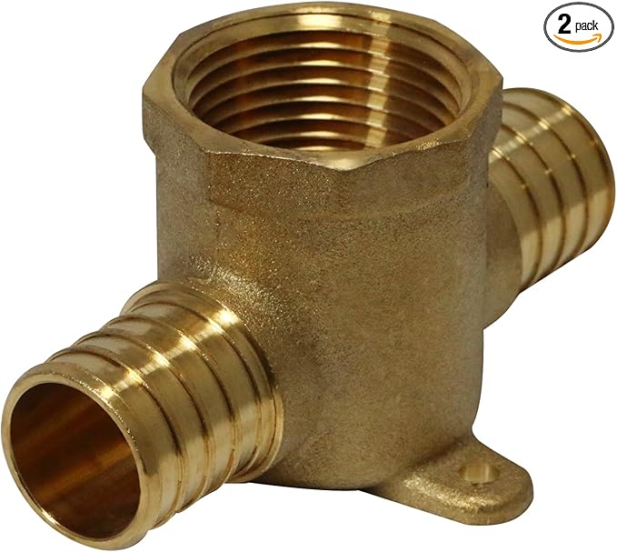 XFITTING Barb Crimp Pex 1 inch x 1 inch x 1 inch Female NPT Tee, Pex Female NPT Tee, 26-2-7=2XX, 2 Pieces