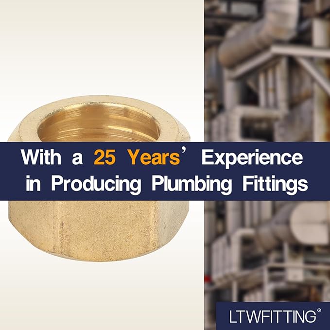 LTWFITTING 5/8-Inch Brass Compression Nut,Brass Compression Fitting(Pack of 500)