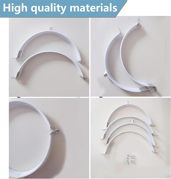 2 Sets 12 Inch Premium Hose Pipe Clamp，Heavy Duty Galvanized Iron Stove Pipe Hanger Strap，Wall Support Chimney and dryer vent clamp，Round Split Ring Conduit Metal PVC Tube Kit，with Rubber Cushioned