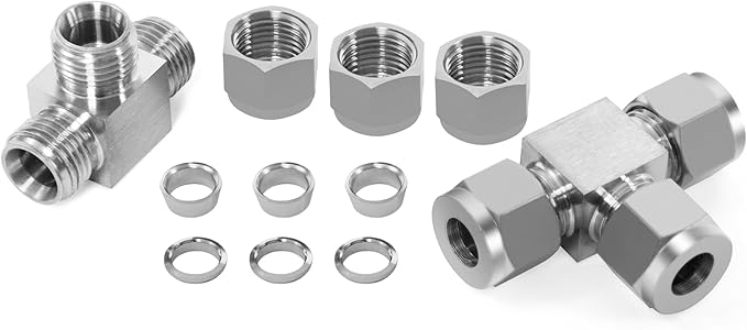 ChillWaves 304 Stainless Steel Tee Compression Tube Fitting, 3/4" OD x 3/4" OD x 3/4" OD Compression Union Connector(1-PACK)